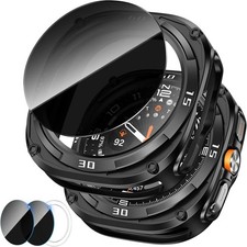 2 Tempered Glass Film  Rugged Bezel Case for Samsung Galaxy Watch Ultra 47mm