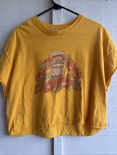 Vintage Junk Food Budweiser Floral Yellow Graphic Print Shirt Men's Large