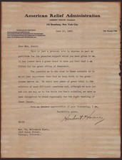 HERBERT HOOVER - TYPED LETTER SIGNED 06/15/1920