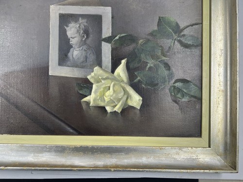 Tino Costa (1891 - 1947) Retrato infantil junto a rosa amarilla enmarcada bellas artes 1939 - Imagen 6 de 24