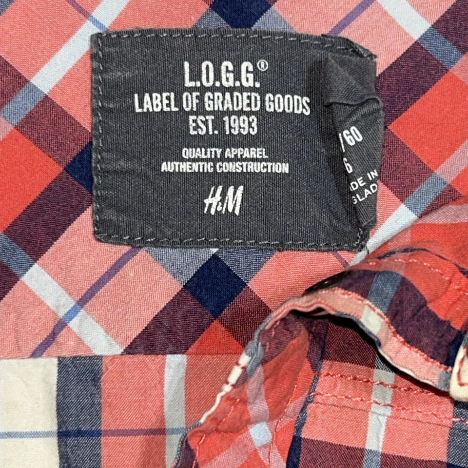 Camisa H&M Niños 5-6 Y Rojo-Azul A Cuadros Manga Corta Abotonada 100% Algodón Nueva con Etiquetas Foto 4 de 4