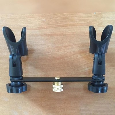 Double Microphones Clips for Studio Recording Compact 1 to 2 180° Adjustable