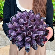 9,85 lb neuf trouvaille cristal fantôme violet quartz grappe spécimen minéral guérison