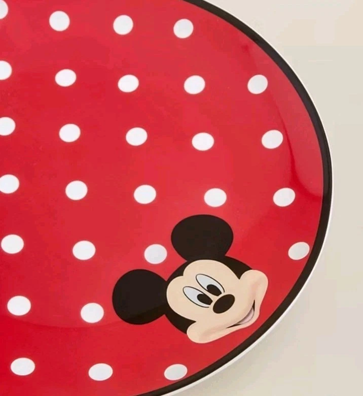 Disney MICKEY MOUSE Red Polka Dot Set of 4 Ceramic Side Plates - Image 2 of 3