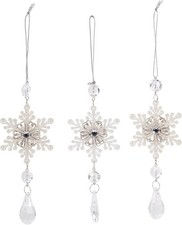 Kurt Adler Snowflake Drop Christmas Ornaments 3 Assorted