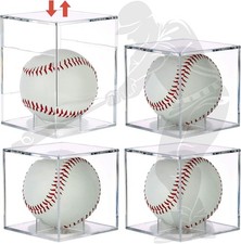 Baseball Display Case 4 Pack UV Protected Acrylic Square Baseball Holder Clear
