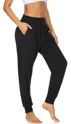UEU Women's Summer Comfy Casual High Waist Yoga Joggers Pants Large, Black 