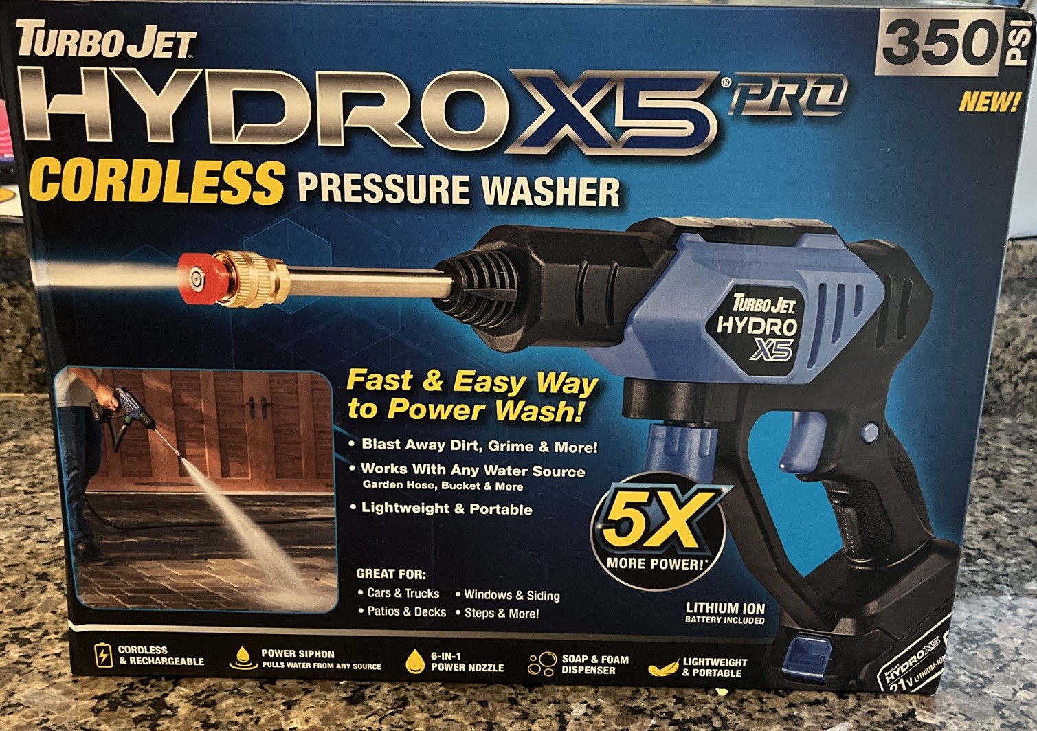 Turbo Jet Hydrox5 Pro Portable Cordless Pressure Washer With