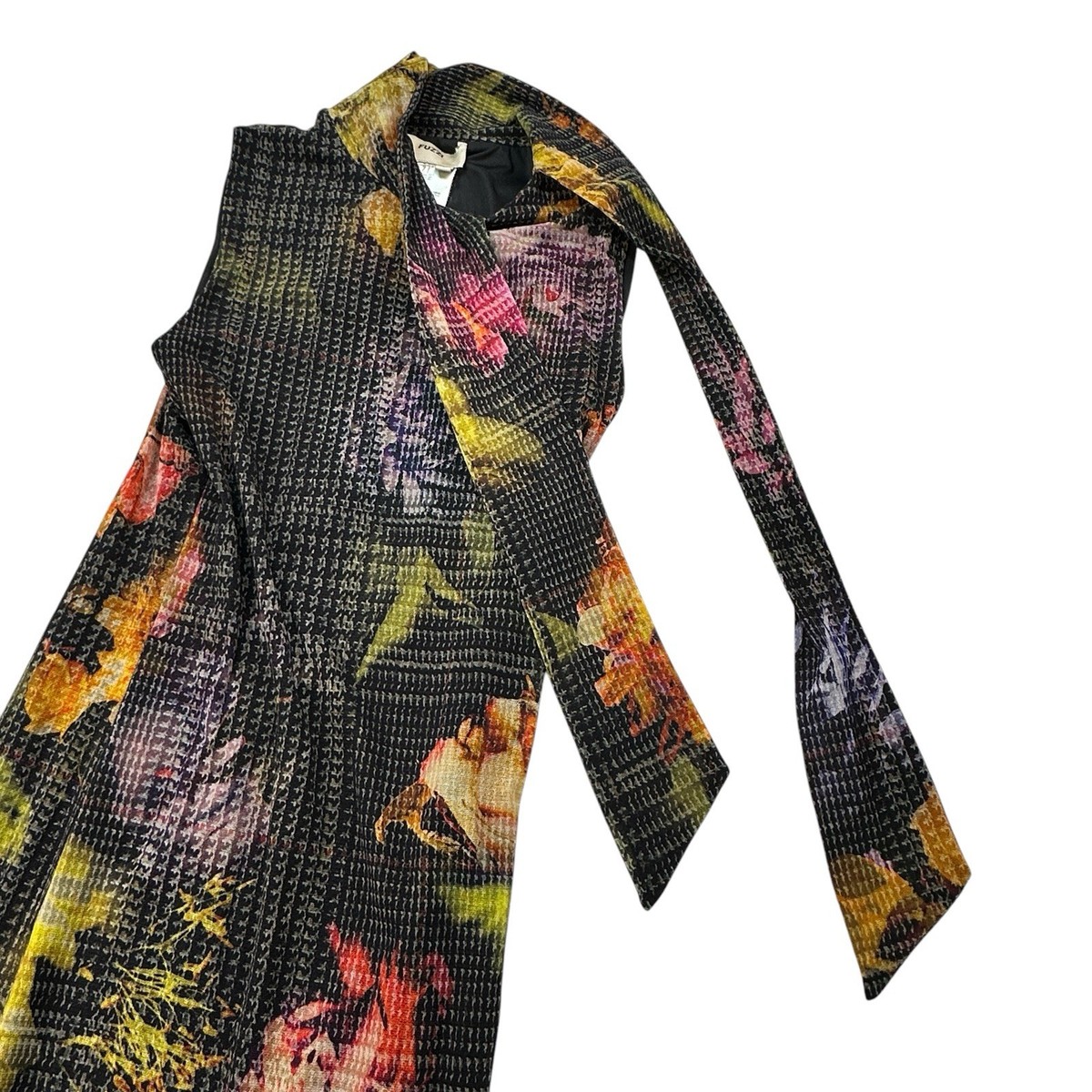Fuzzi Jean Paul Gaultier Floral-Print Mesh Lined Long Dress Fuzzi Jean Paul Gaultier Floral-Print Mesh Lined Long Dress