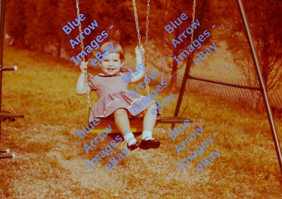 1961 35mm Slides Lot of 2 Child Girl Backyard Swing Teeter Totter #7372