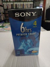 4 Pack New SEALED Sony Premium Grade 6 Hours T-120VR Video Tapes Cassettes VHS
