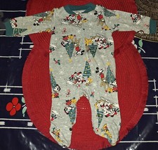 Disney 1-Pc. Boys/Girls Mickey Minnie Mouse Christmas Sleeper Pajamas Sz. NB New