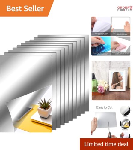 10 Piece Self-Adhesive Flexible Non-Glass Mirror Tiles for Elegant Home Decor