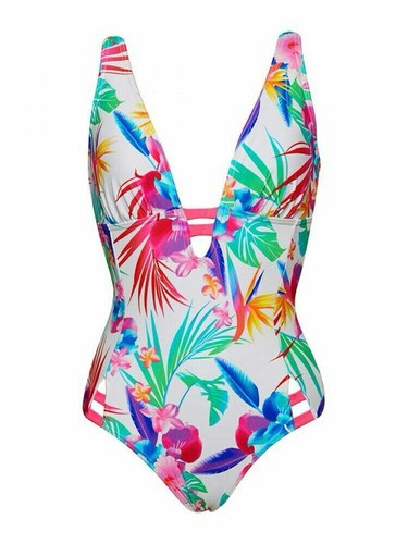 Figleaves Bora Bora White Multi Floral Non Wired Swimsuit UK 16 - Picture 3 of 5