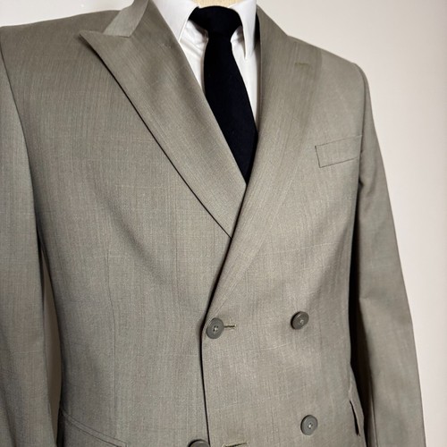 Oscar De La Renta Men’s 43R Suit - Brown Check Jacket & 35W Pants Double Breast - Picture 2 of 15