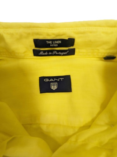 GANT Clear Yellow The Fitted Linen Button Down Shirt 393103 Size M NWT - Picture 2 of 3