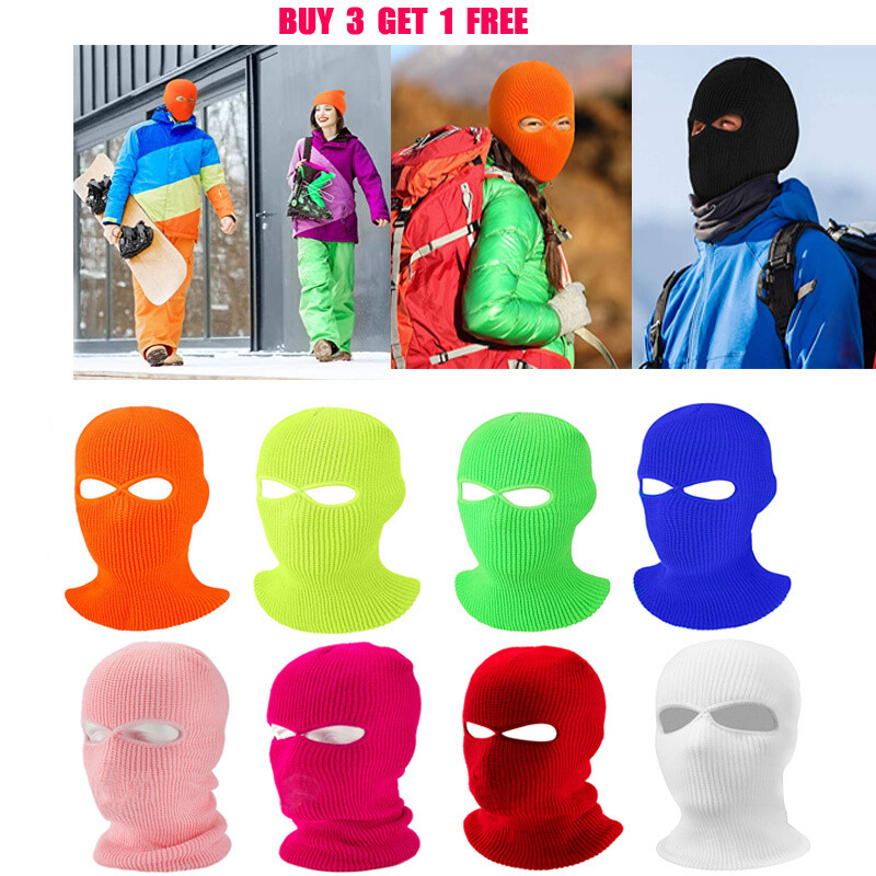 New 2 Hole Full Face Ski Mask Winter Cap Balaclava Hood Beanie 