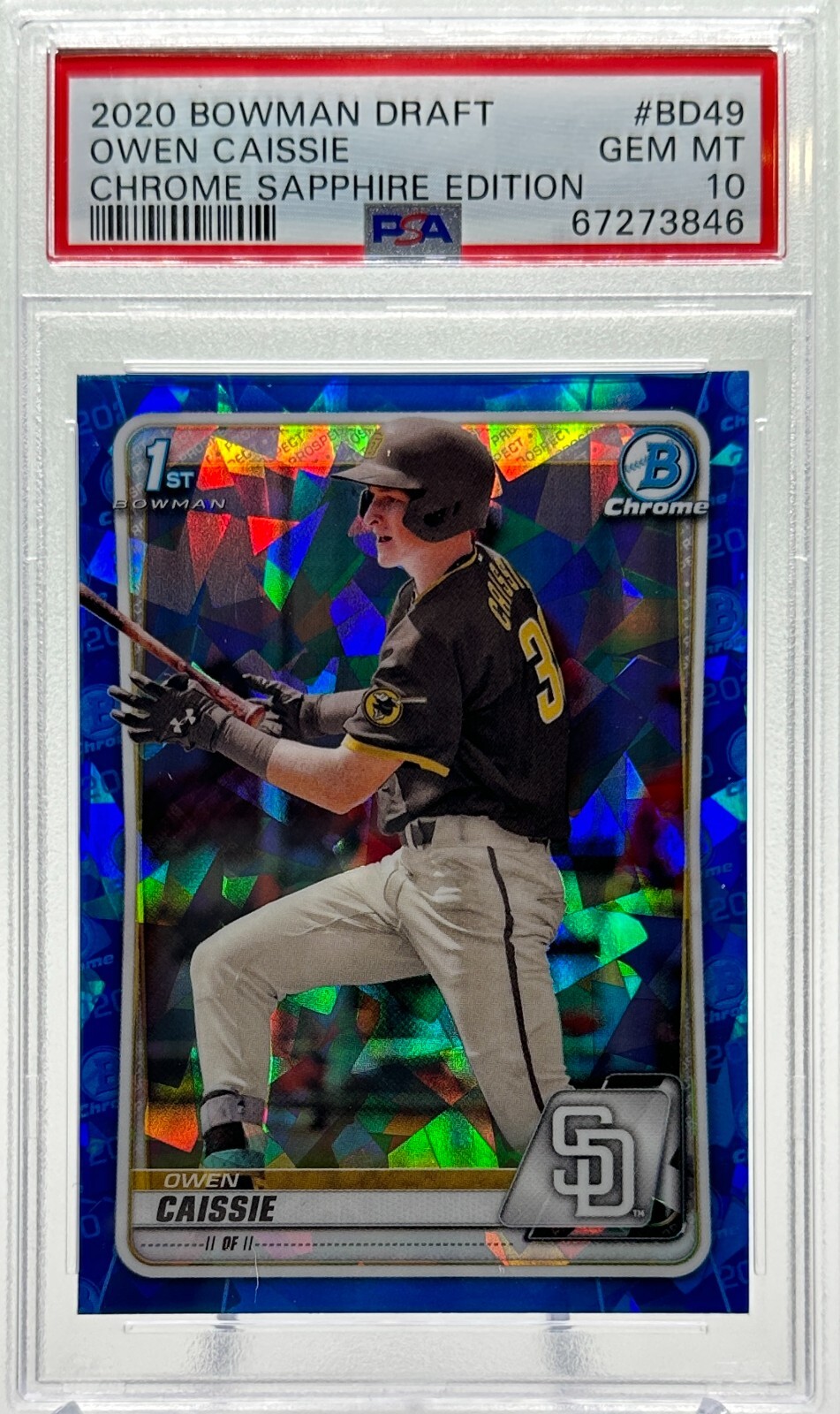 PSA 10 Owen Caissie 2020 1st Bowman Draft Chrome Sapphire Refractor GEM MINT QTY