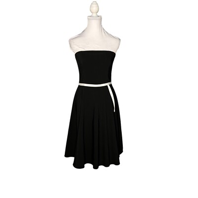 Size 6 Black And White Strapless Tulle Knee Length Fit and Flare Dress Timeless | eBay Size 6 Black And White Strapless Tulle Knee Length Fit and Flare Dress Timeless | eBay