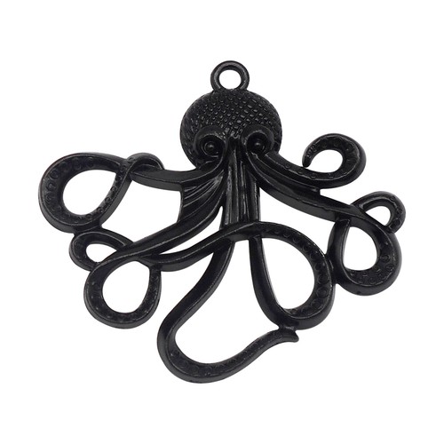 8PCS Black 50x45mm Alloy Sea Octopus Pendant Charms Bracelet Necklace DIY Making