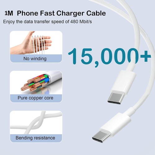 20W USB-C Fast Charger Plug + 1m Type-C to C Cable UK PD Wall Adapter for Phones - Picture 7 of 13