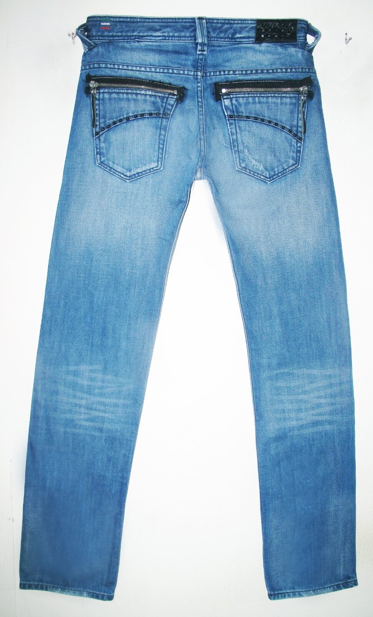 HOT Men's DIESEL SLAMMER 73H Slim STRAIGHT STUDS Denim Jeans