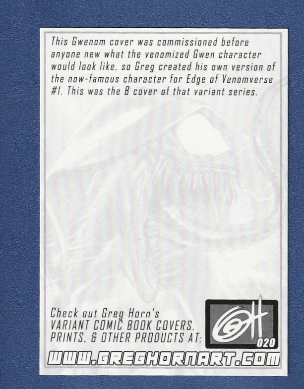 GWENOM 2022 Greg Horn Art Rookie Card #20 Marvel RC Venom SPIDER