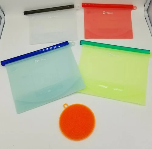 Reusable Silicone Food Storage Bags Zero Waste 1000ml x 4 pack