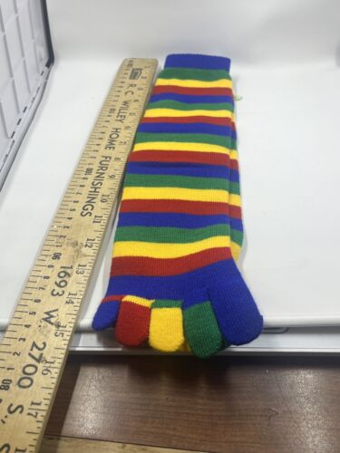 Vintage Women's Five Finger Toe Socks Rainbow Stretch Ankle Socks Stripe - Picture 3 of 3