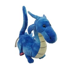 FAO Schwarz Toys R Us Blue Stuffed Dragon Plush 8 inches Long FAO Button