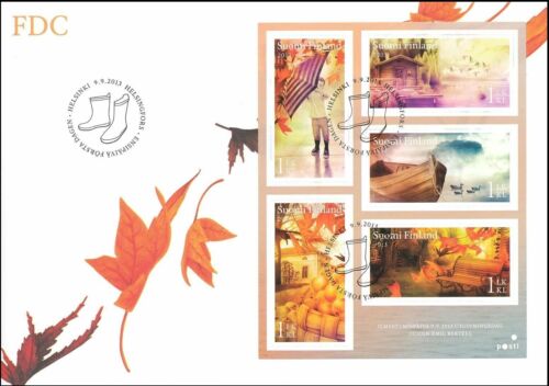 Signs of Fall Autumn Nature Trees Leaves Sauna Rowing Boat Finland Mint FDC 2013 - Afbeelding 1 van 1
