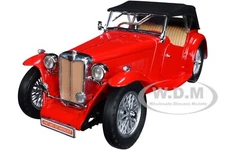 1947 MG TC MIDGET RED 1/18 DIECAST MODEL CAR BY ROAD SIGNATURE 92468