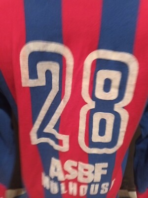 🔵 Maillot Vintage ASBF Mulhouse Années 70/80, Taille XL, Porté Mais Plein De Charme !