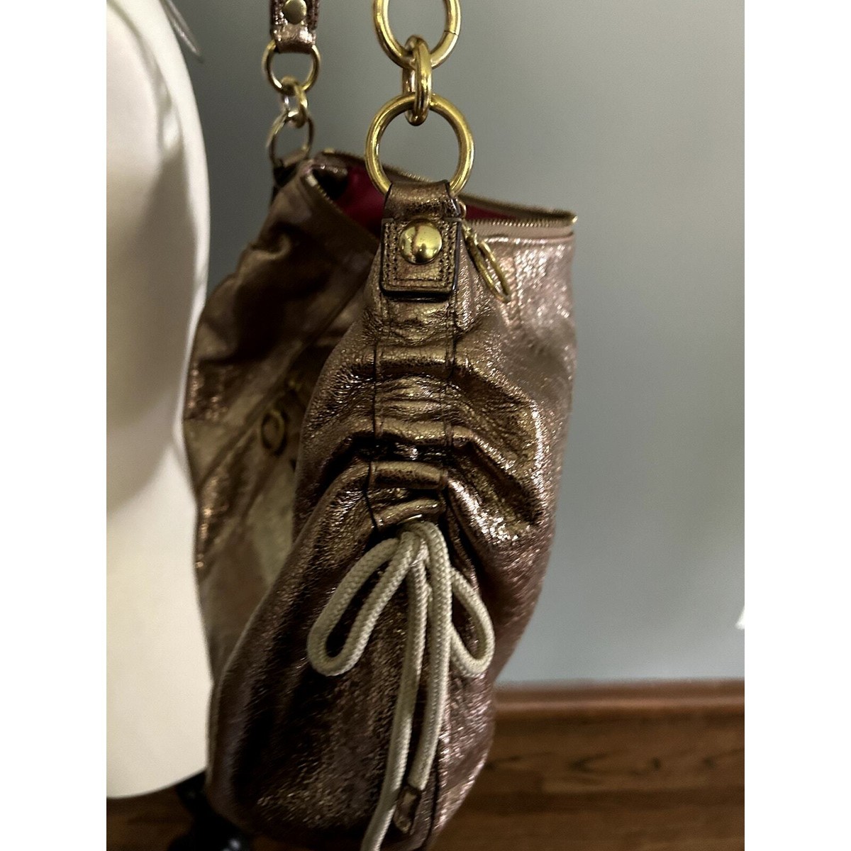 Coach Poppy Metallic Gold Leather Jazzy Hobo Purse (Style Coach Poppy Metallic Gold Leather Jazzy Hobo Purse (Style