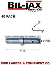 (10 Pack) Bil-Jax Scaffolding Coupling Pin 1-1/4"OD x 9"L & Spring Rivet
