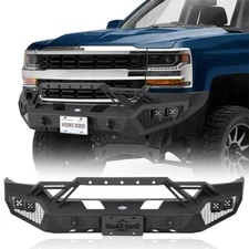 Fit 2016-2018 Chevy Silverado 1500 Steel Front Bumper w/ Winch Plate & LED Light