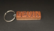 Keychain DEVIN Personalized Custom Name Fob Wood Key Ring Unique Gift Idea