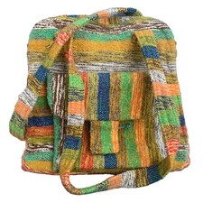 Vintage Au Terroir Hand Loomed Boho Hippie Multicolor Striped Hand Shoulder Bag