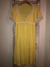 A9 Gossard Artemis 50s VTG Yellow Polka Dot Lace MIDI Slip Dress Button Medium