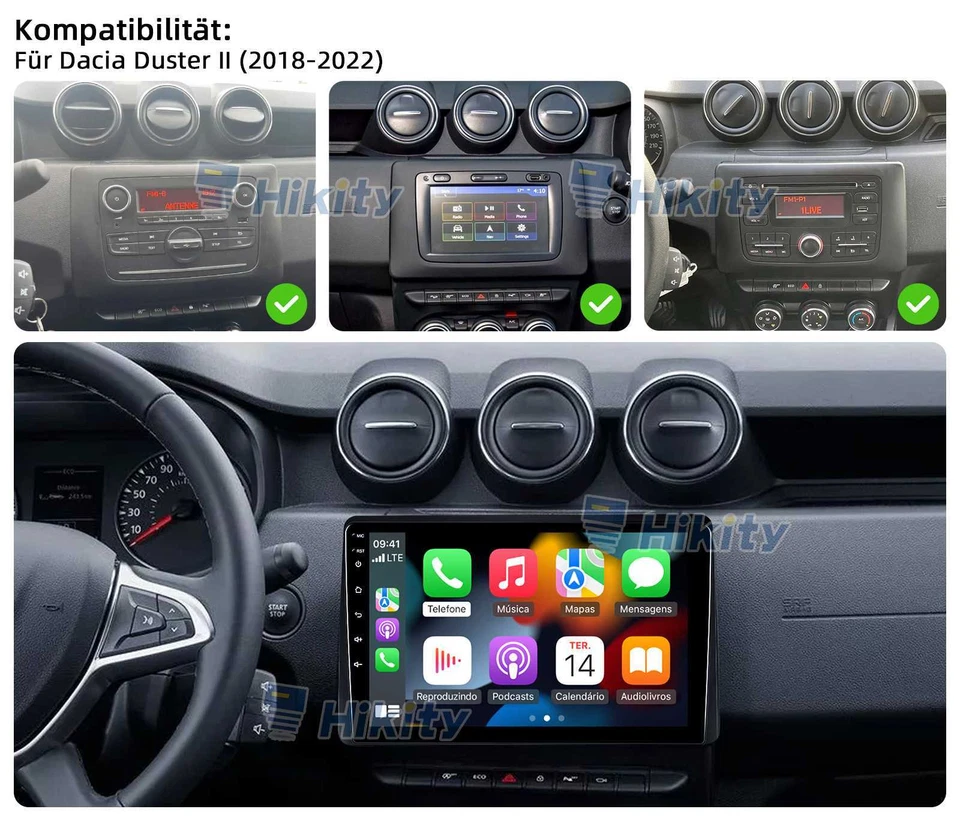 DAB+ 10" CarPlay Android15 Autoradio für Dacia Duster 2 mit GPS Navi RDS Kamera - Bild 2 von 4