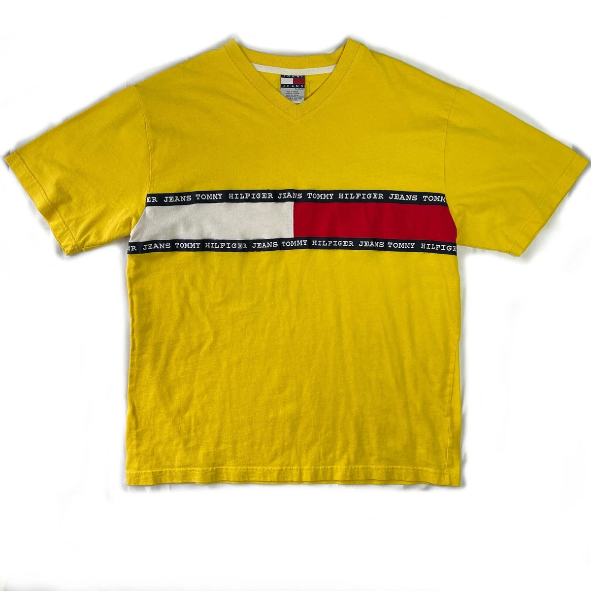 yellow tommy hilfiger t shirt mens