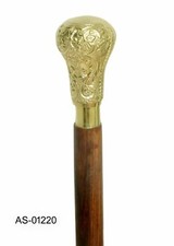Vintage Brass Designer Antique Style Head Handle Walking Stick Cane