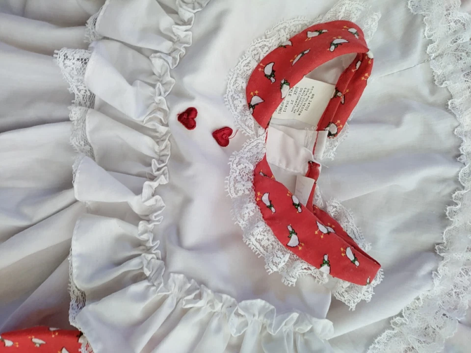 Винтажный Nannakins ребенка ясельного возраста 2T красный белый кружева полный круг Pageant платье праздник сердце - Изображение 3 из 4