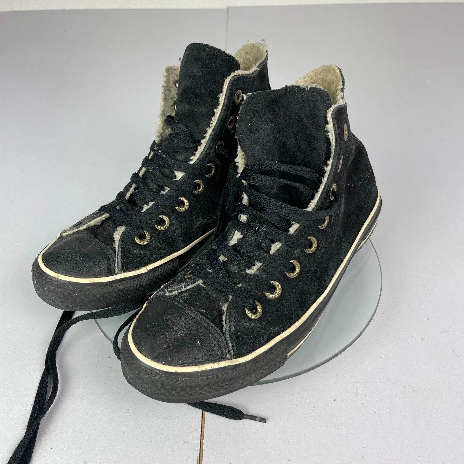 Scarpe da ginnastica Converse 7 nere scarpe alte scamosciate casual foderate sherpa invernali