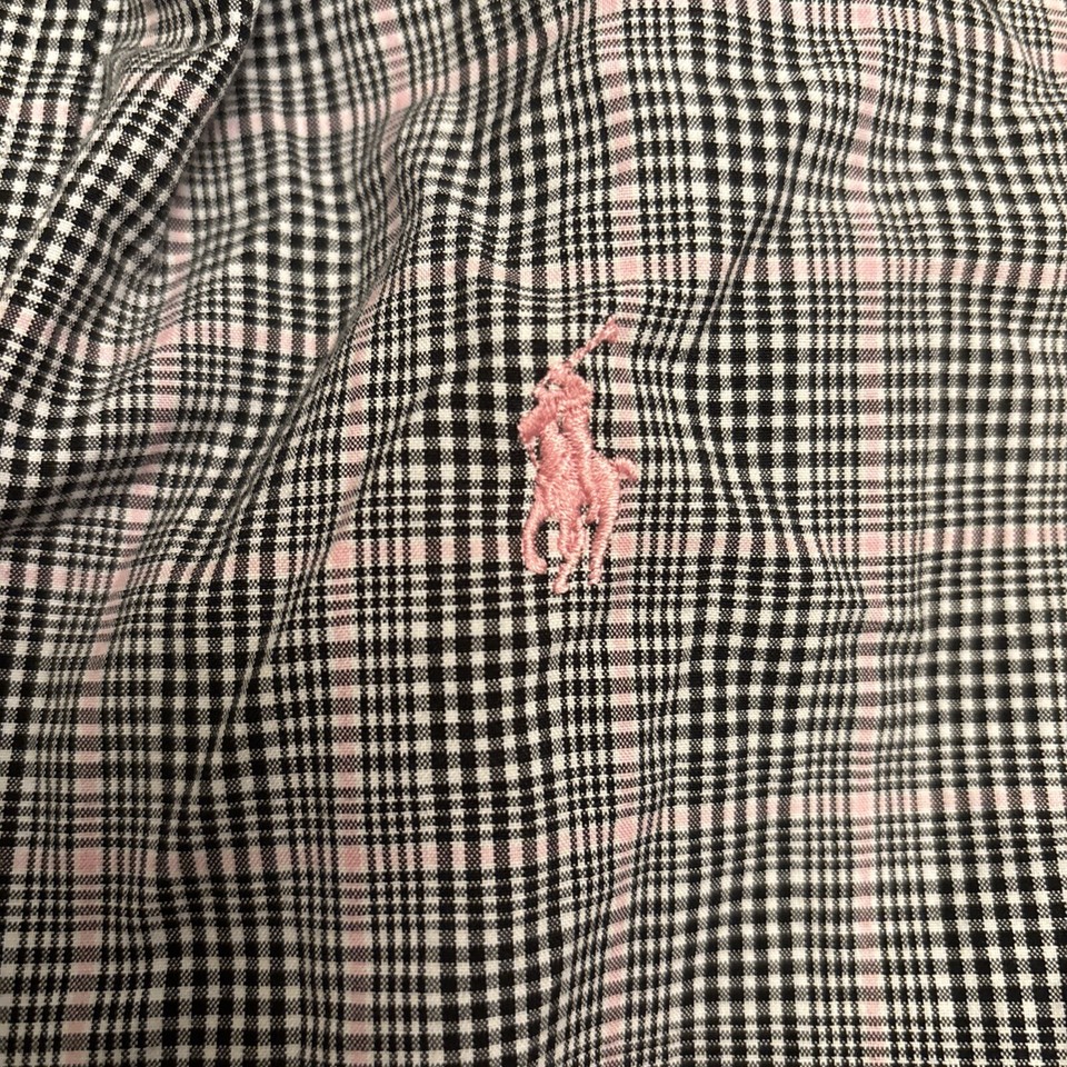 Polo Ralph Lauren Mens L Pink/Black/White Plaid Button Up Classic Fit