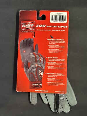 New Rawlings 5150 Youth Batting Gloves Black Large Special Edition