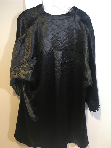 Anne Klein Womens Plus Satin V-Neck Tunic Top Black 0X 1008 - Picture 6 of 12