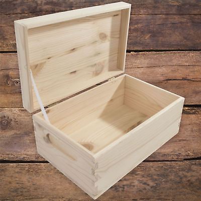 Small Rectangular Wooden Storage Box With Lid And Handles 