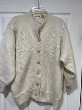 Creatore Women’s Cardigan Angora /Wool White Size M