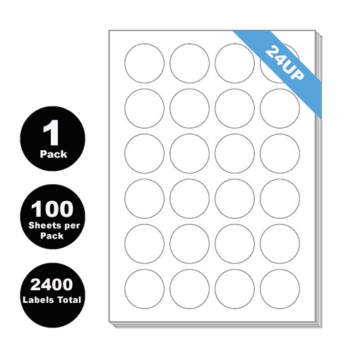 A4 Labels Sheets White Matte Round 30mm-70mm Dia Stickers Circle Sticker Inkjet - Picture 11 of 15